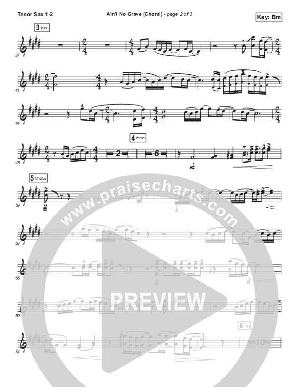 Ain't No Grave (Choral Anthem SATB) Tenor Sax 1/2 (Bethel Music / Molly Skaggs / Arr. Luke Gambill)