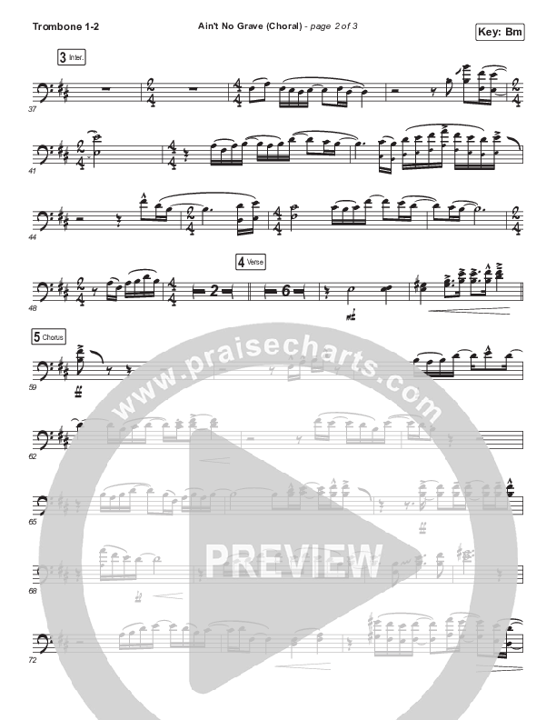 Ain't No Grave (Choral Anthem SATB) Trombone 1/2 (Bethel Music / Molly Skaggs / Arr. Luke Gambill)