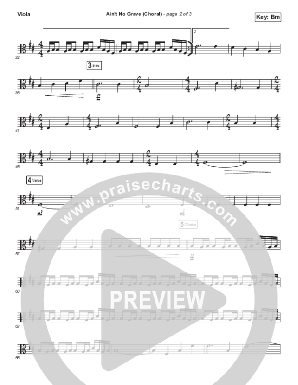 Ain't No Grave (Choral Anthem SATB) Viola (Bethel Music / Molly Skaggs / Arr. Luke Gambill)