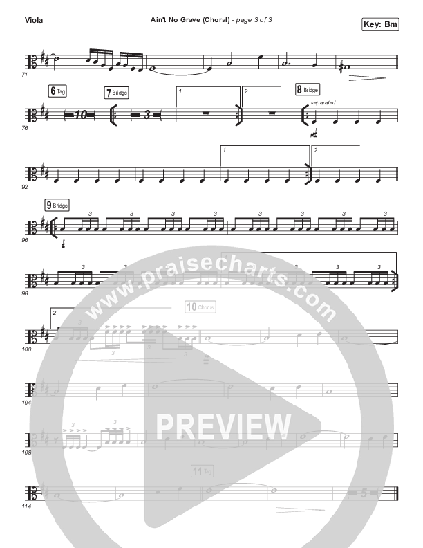 Ain't No Grave (Choral Anthem SATB) Viola (Bethel Music / Molly Skaggs / Arr. Luke Gambill)