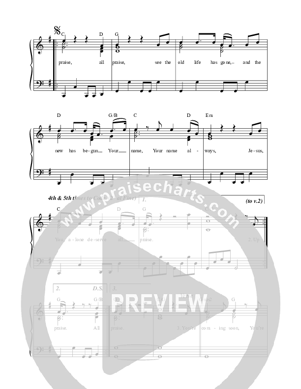 All Praise (Sing Praise) (Live) Lead Sheet (Matt Redman)