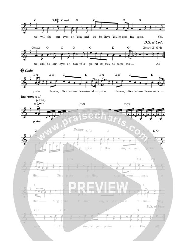 All Praise (Sing Praise) (Live) Lead Sheet Melody (Matt Redman)