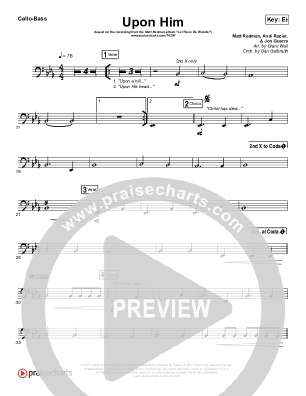 Upon Him (Live) Cello/Bass (Matt Redman)