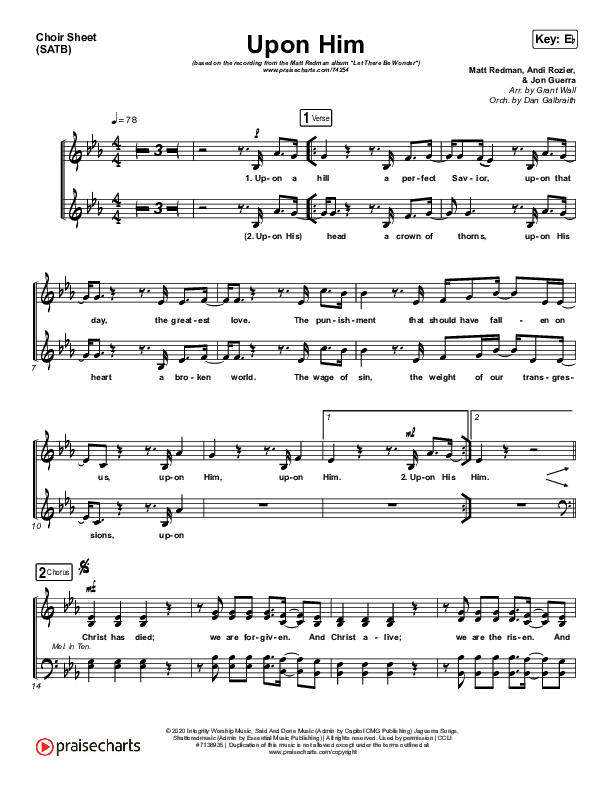 Upon Him (Live) Choir Vocals (SATB) (Matt Redman)