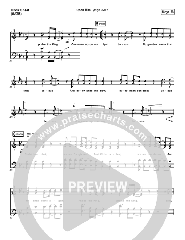 Upon Him (Live) Choir Sheet (SATB) (Matt Redman)