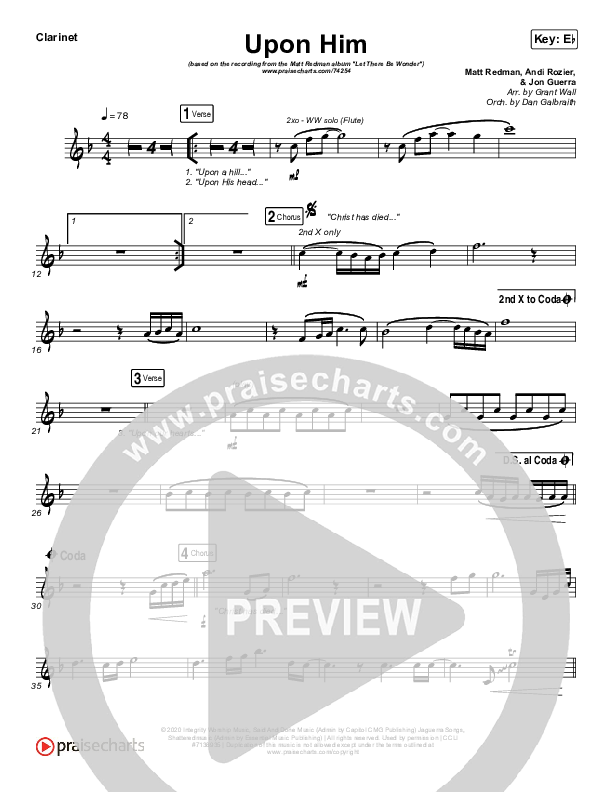 Upon Him (Live) Clarinet (Matt Redman)