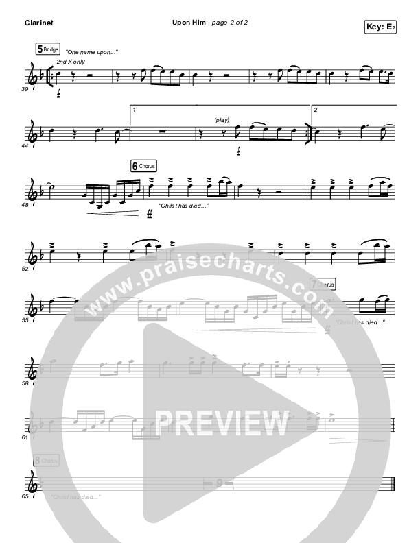 Upon Him (Live) Clarinet (Matt Redman)