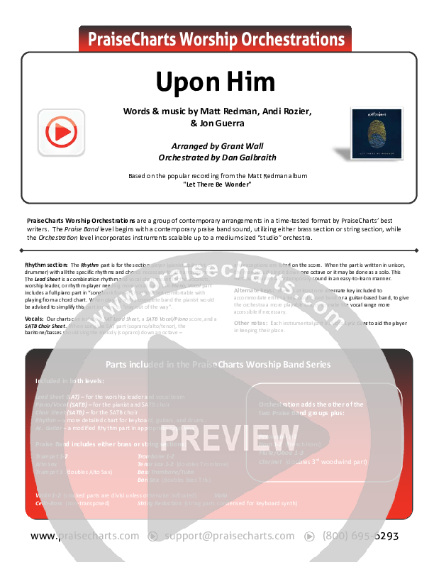 Upon Him (Live) Cover Sheet (Matt Redman)