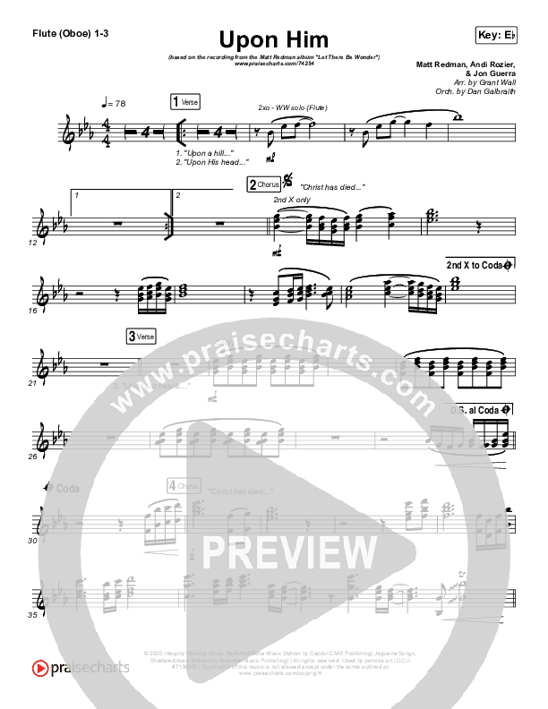 Upon Him (Live) Flute/Oboe 1/2/3 (Matt Redman)