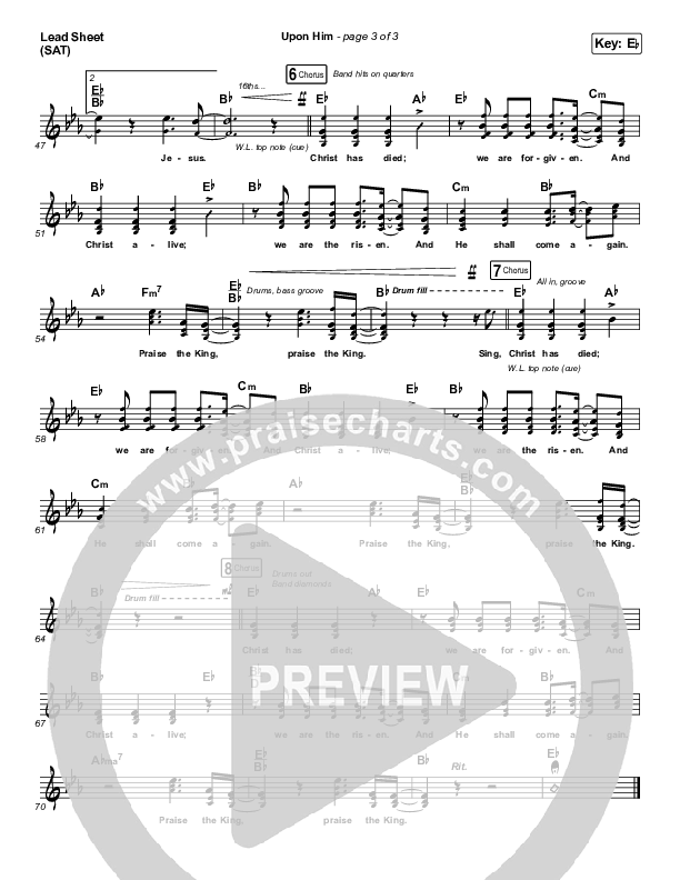 Upon Him (Live) Lead Sheet (SAT) (Matt Redman)