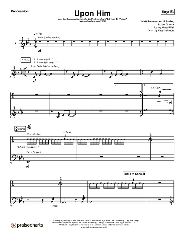 Upon Him (Live) Percussion (Matt Redman)
