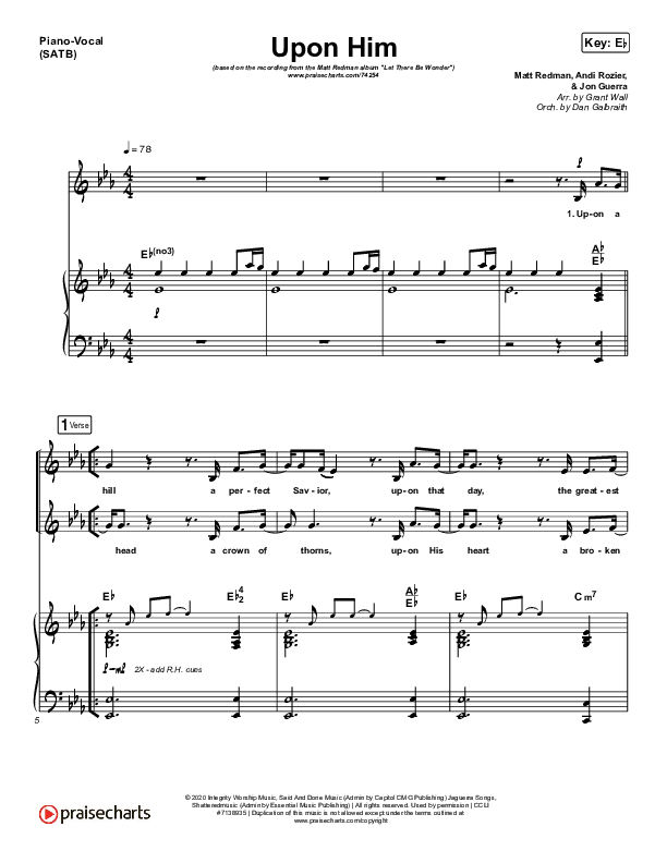 Upon Him (Live) Piano/Vocal Pack (Matt Redman)
