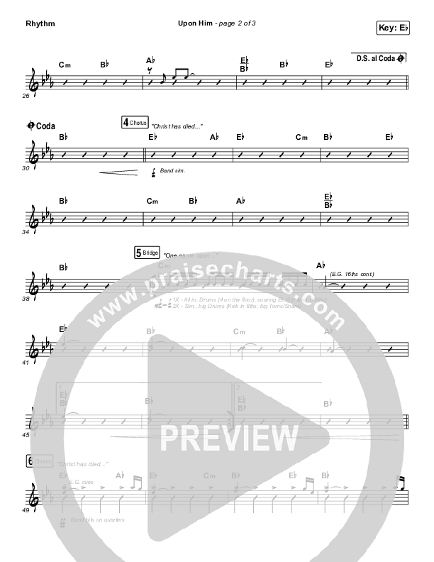 Upon Him (Live) Rhythm Chart (Matt Redman)