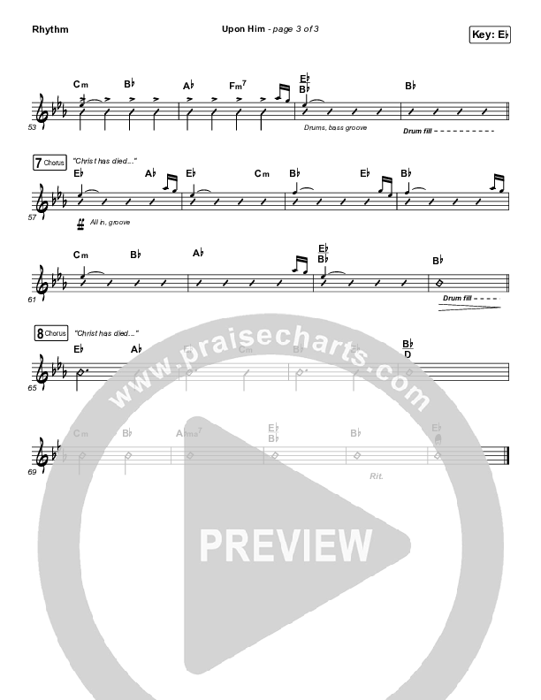 Upon Him (Live) Rhythm Chart (Matt Redman)