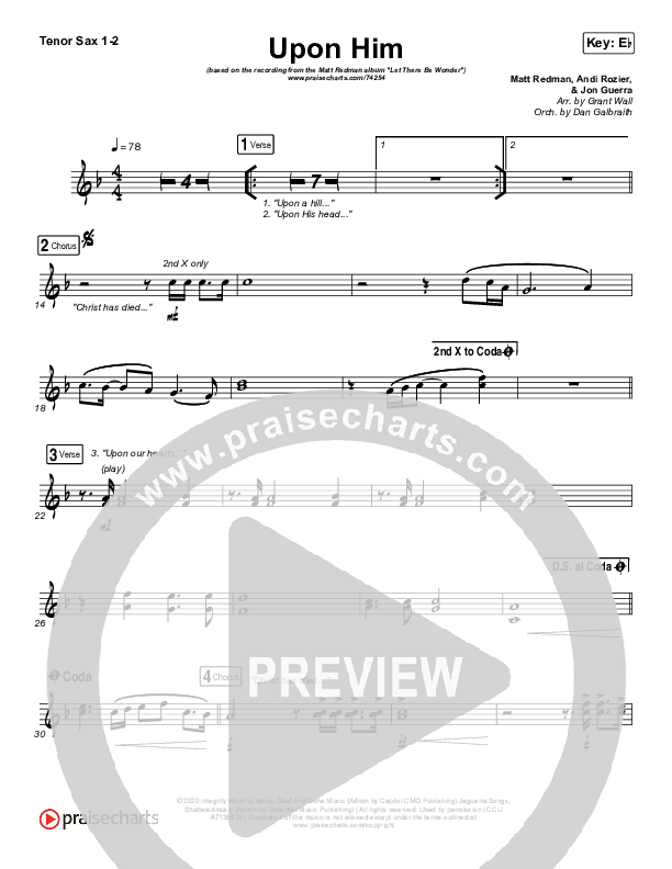 Upon Him (Live) Tenor Sax 1/2 (Matt Redman)