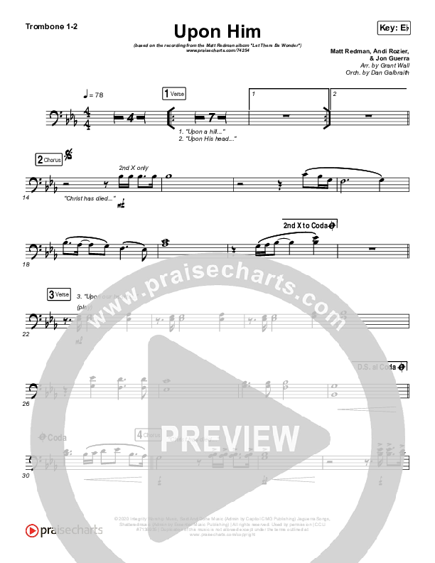 Upon Him (Live) Trombone 1/2 (Matt Redman)