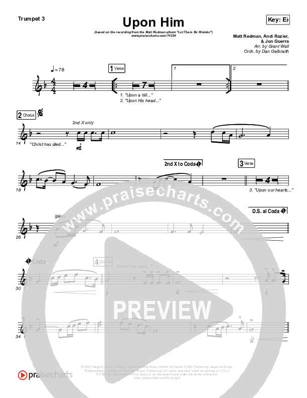 Upon Him (Live) Trumpet 3 (Matt Redman)