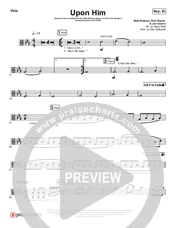 Upon Him (Live) Viola (Matt Redman)