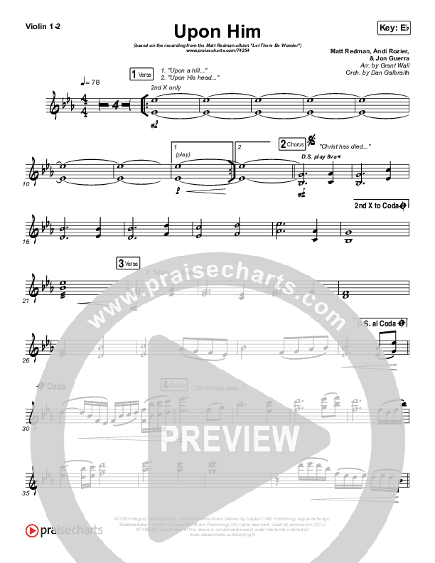 Upon Him (Live) Violin 1/2 (Matt Redman)