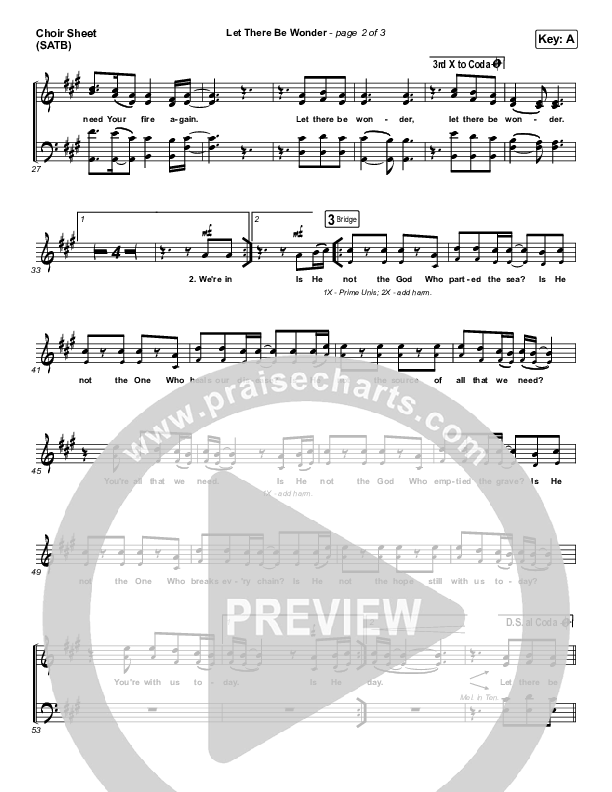Let There Be Wonder (Live) Choir Sheet (SATB) (Matt Redman)