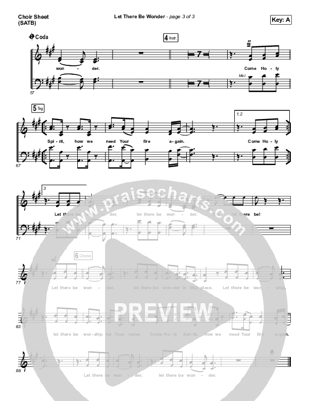 Let There Be Wonder (Live) Choir Sheet (SATB) (Matt Redman)