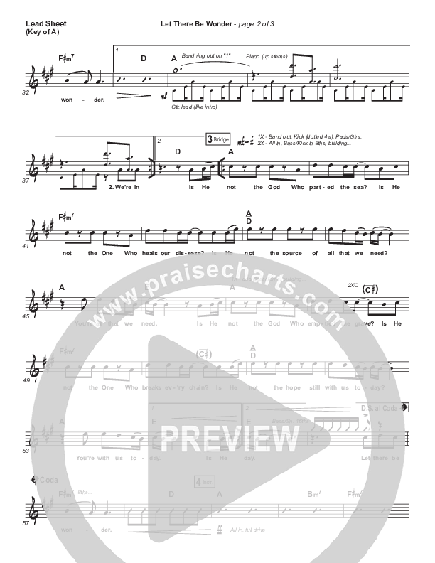 Let There Be Wonder (Live) Lead Sheet (Melody) (Matt Redman)