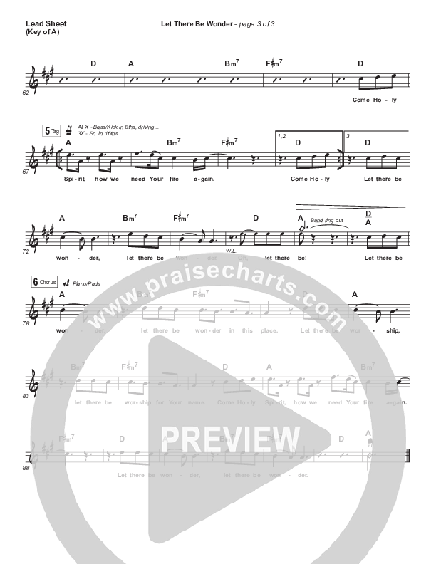 Let There Be Wonder (Live) Lead Sheet (Melody) (Matt Redman)