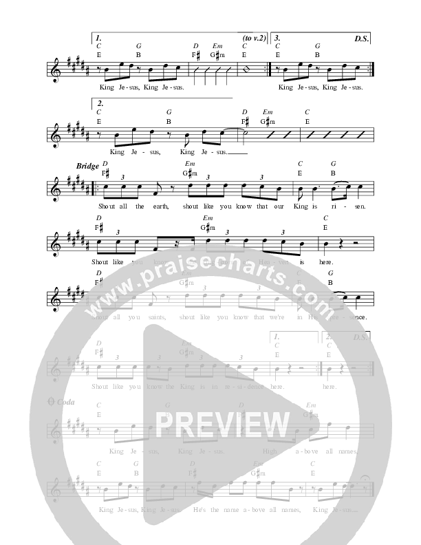 King Jesus (Live) Lead Sheet Melody (Matt Redman)