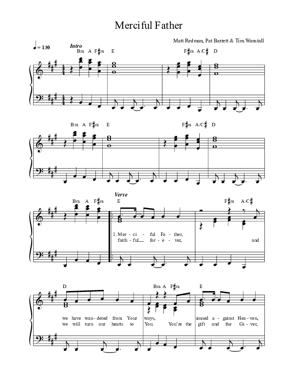 Merciful Father (Live) Lead Sheet (Matt Redman)