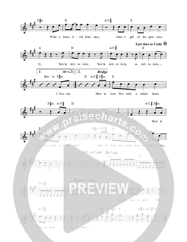 Merciful Father (Live) Lead Sheet Melody (Matt Redman)