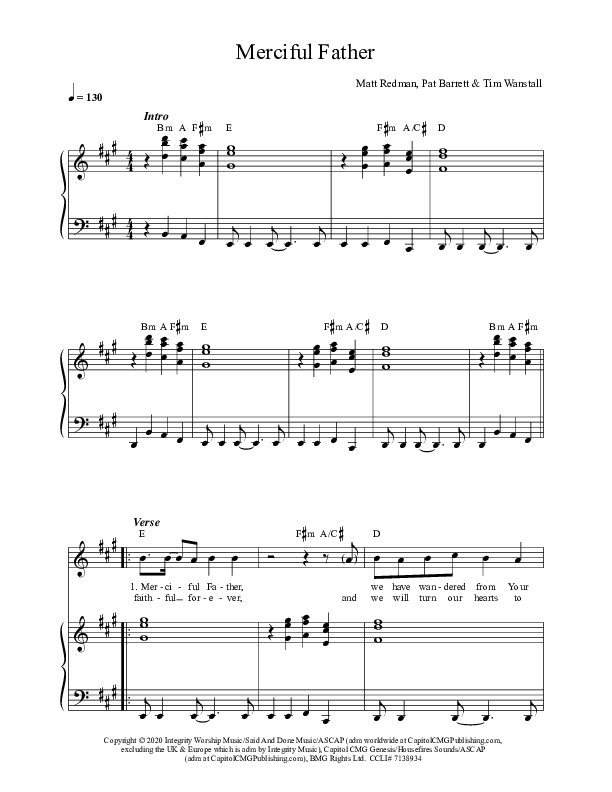 Merciful Father (Live) Lead & Piano (Matt Redman)