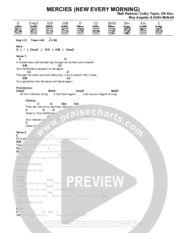 Mercies (New Every Morning) (Live) Chords & Lyrics (Matt Redman)