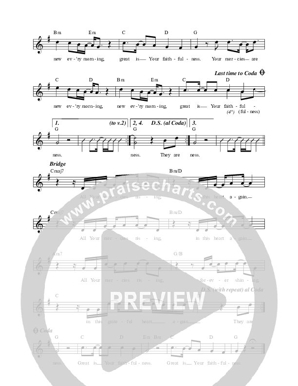 Mercies (New Every Morning) (Live) Lead Sheet Melody (Matt Redman)