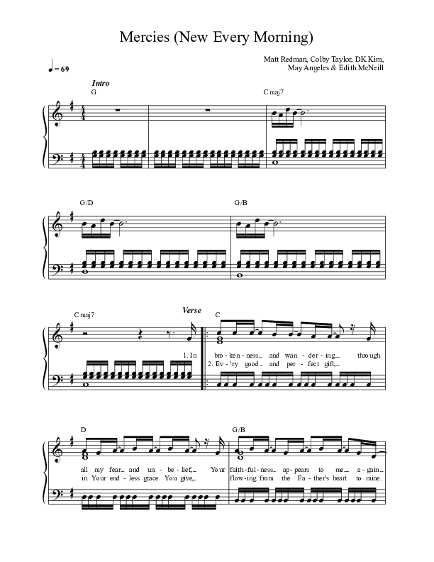 Mercies (New Every Morning) (Live) Piano/Vocal (SATB) (Matt Redman)