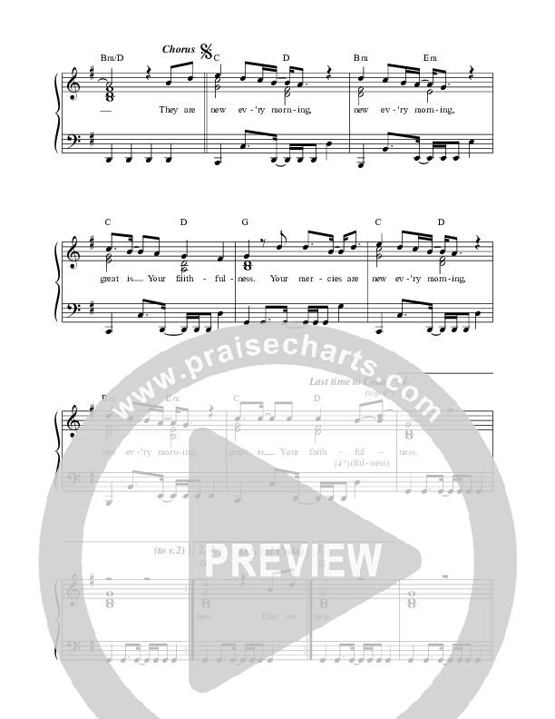 Mercies (New Every Morning) (Live) Piano/Vocal (SATB) (Matt Redman)