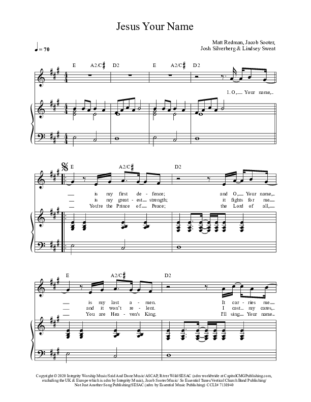 Jesus Your Name (Live) Sheet Music PDF (Matt Redman) PraiseCharts