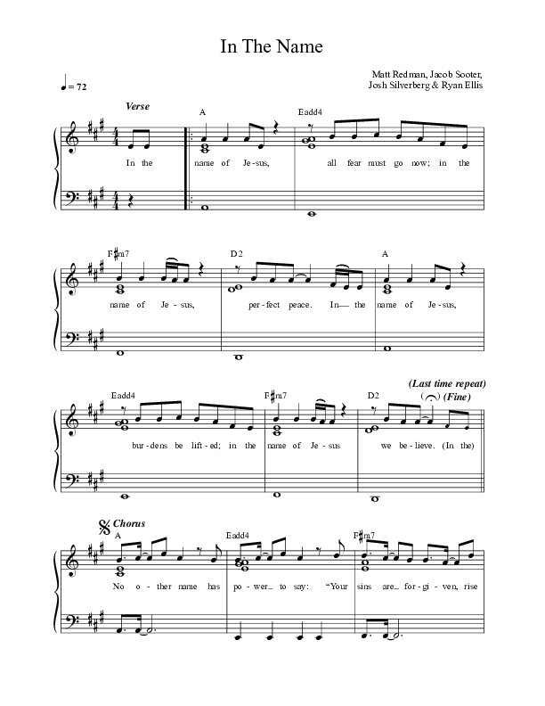In The Name (Live) Lead Sheet (Matt Redman)