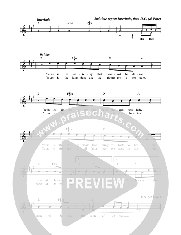In The Name (Live) Lead Sheet Melody (Matt Redman)