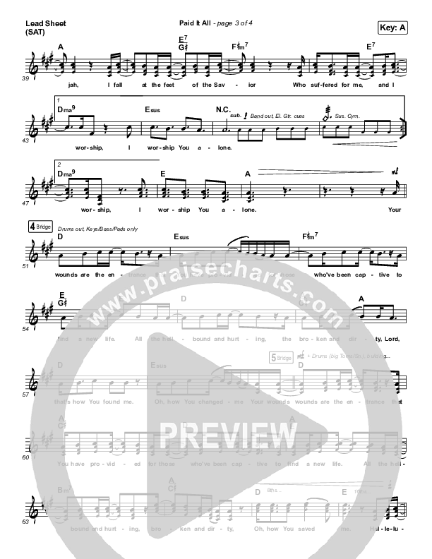 Paid It All Lead Sheet (SAT) (Justin Rizzo)
