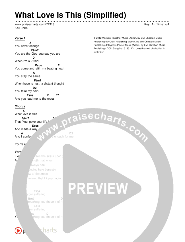 What Love Is This (Simplified) Chord Chart (Kari Jobe)