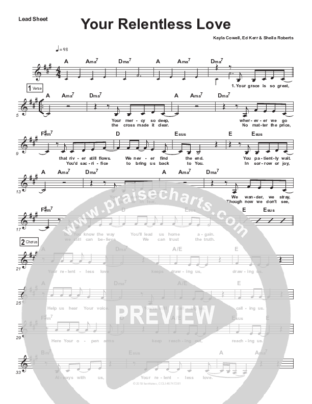 Your Relentless Love Lead Sheet (Ed Kerr / Abby Morales)