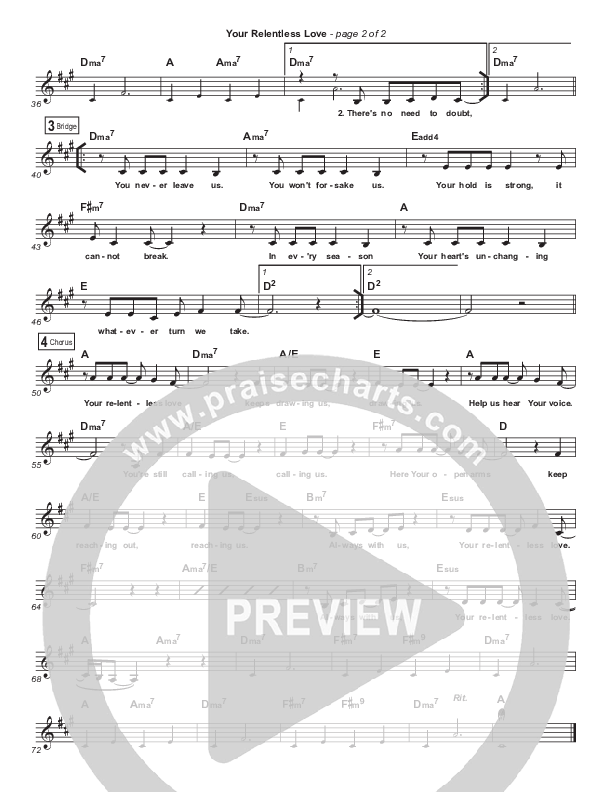 Your Relentless Love Lead Sheet (Ed Kerr / Abby Morales)