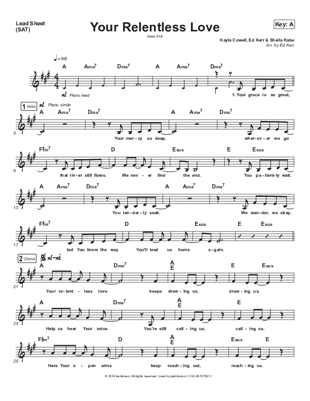 Your Relentless Love Lead Sheet (Ed Kerr / Abby Morales)