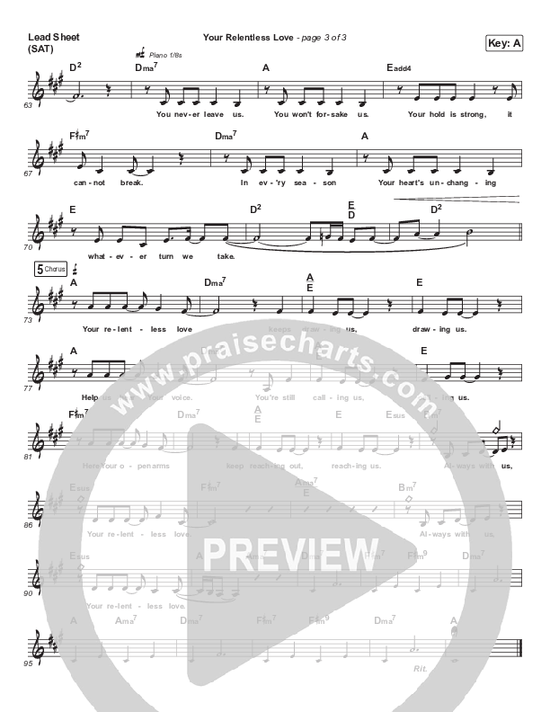 Your Relentless Love Lead Sheet (Ed Kerr / Abby Morales)