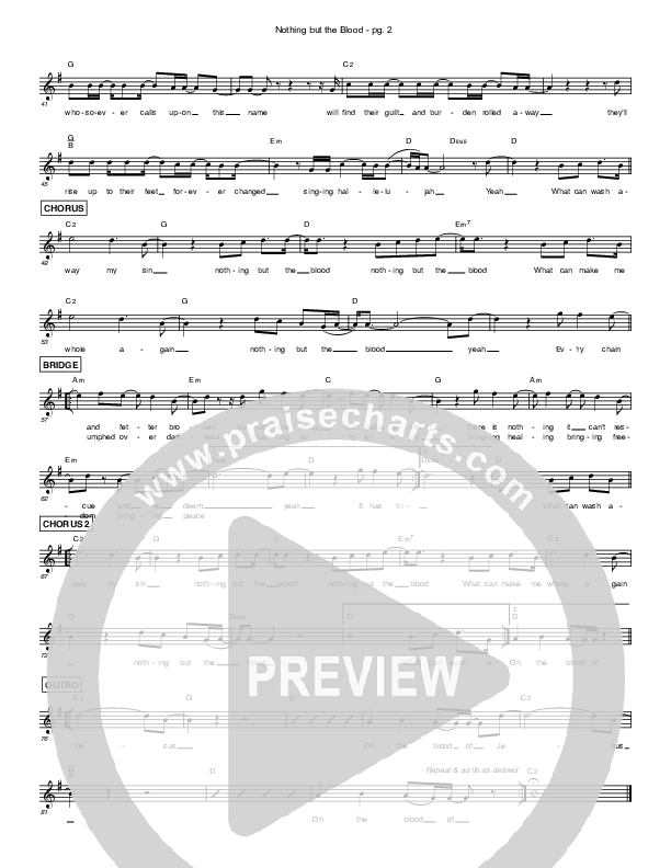 Nothing But The Blood Lead Sheet (Simple Hymns / Dave Fitzgerald)