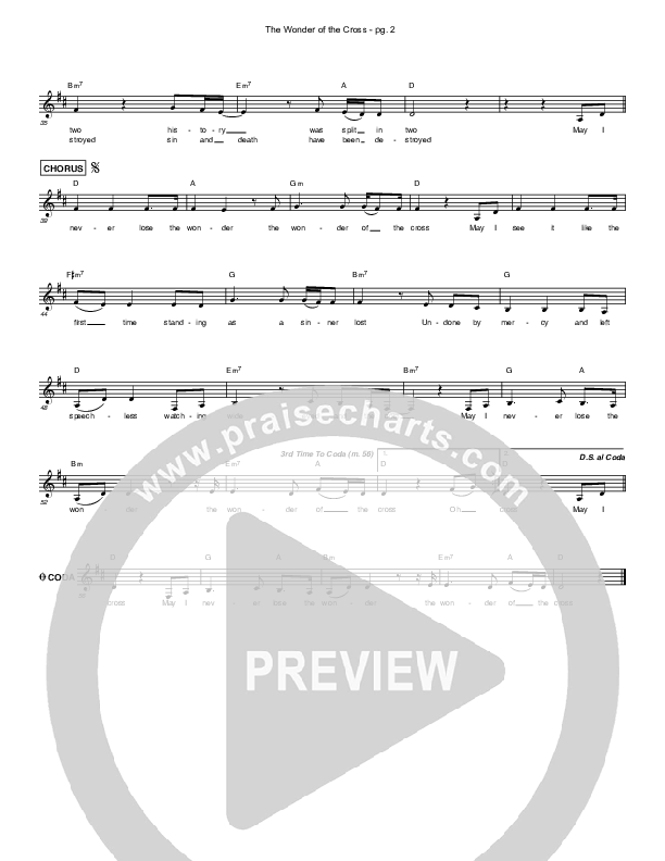 The Wonder Of The Cross Lead Sheet (Simple Hymns / Gabe Wilson / Amy Little)