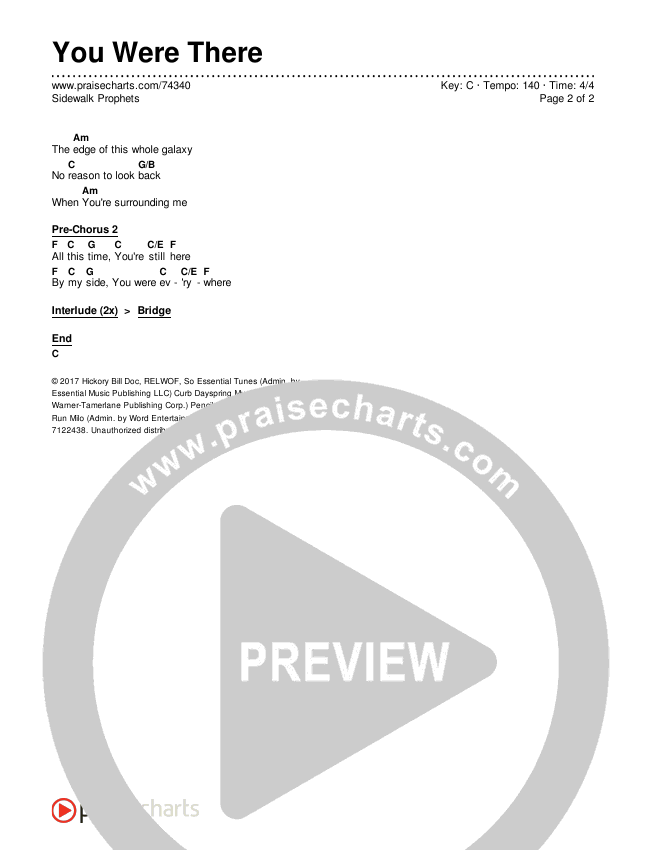 You Were There Chords & Lyrics (Sidewalk Prophets)