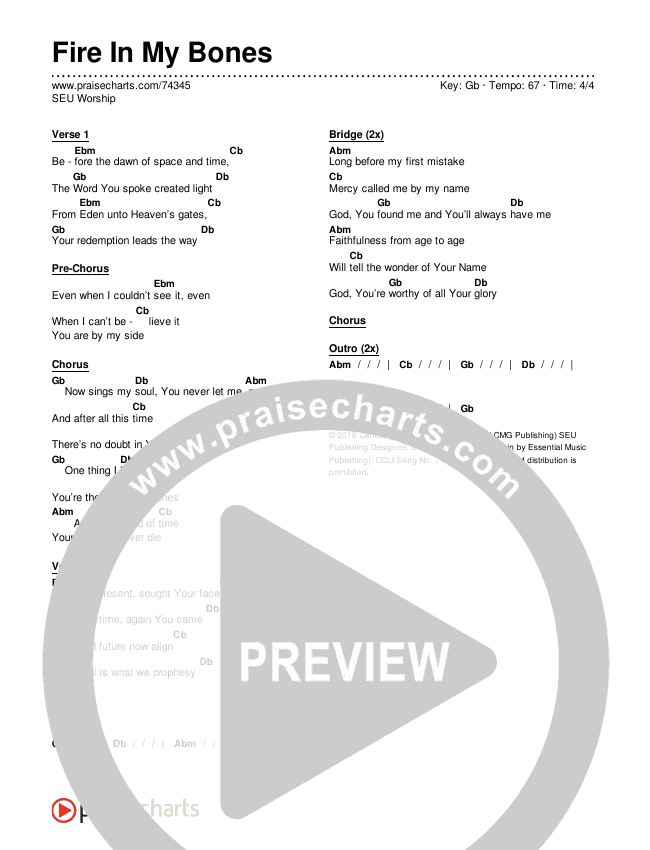 Fire In My Bones Chords & Lyrics (SEU Worship)