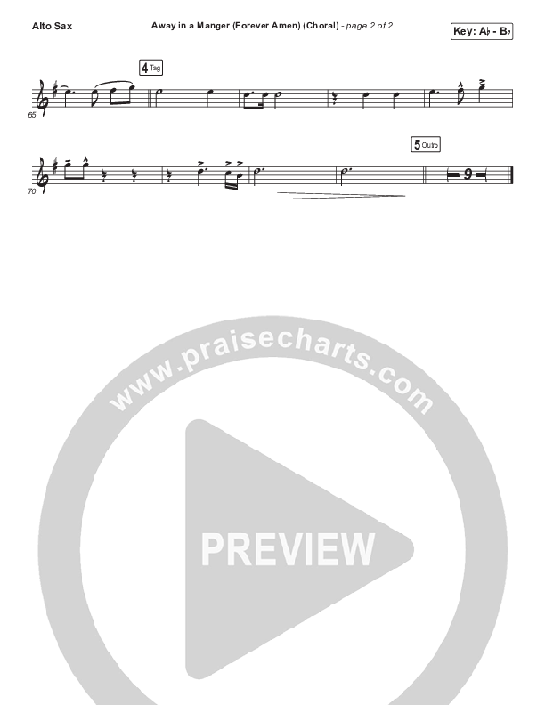 Away In A Manger (Forever Amen) (Choral Anthem SATB) Alto Sax (Phil Wickham / Arr. Luke Gambill)