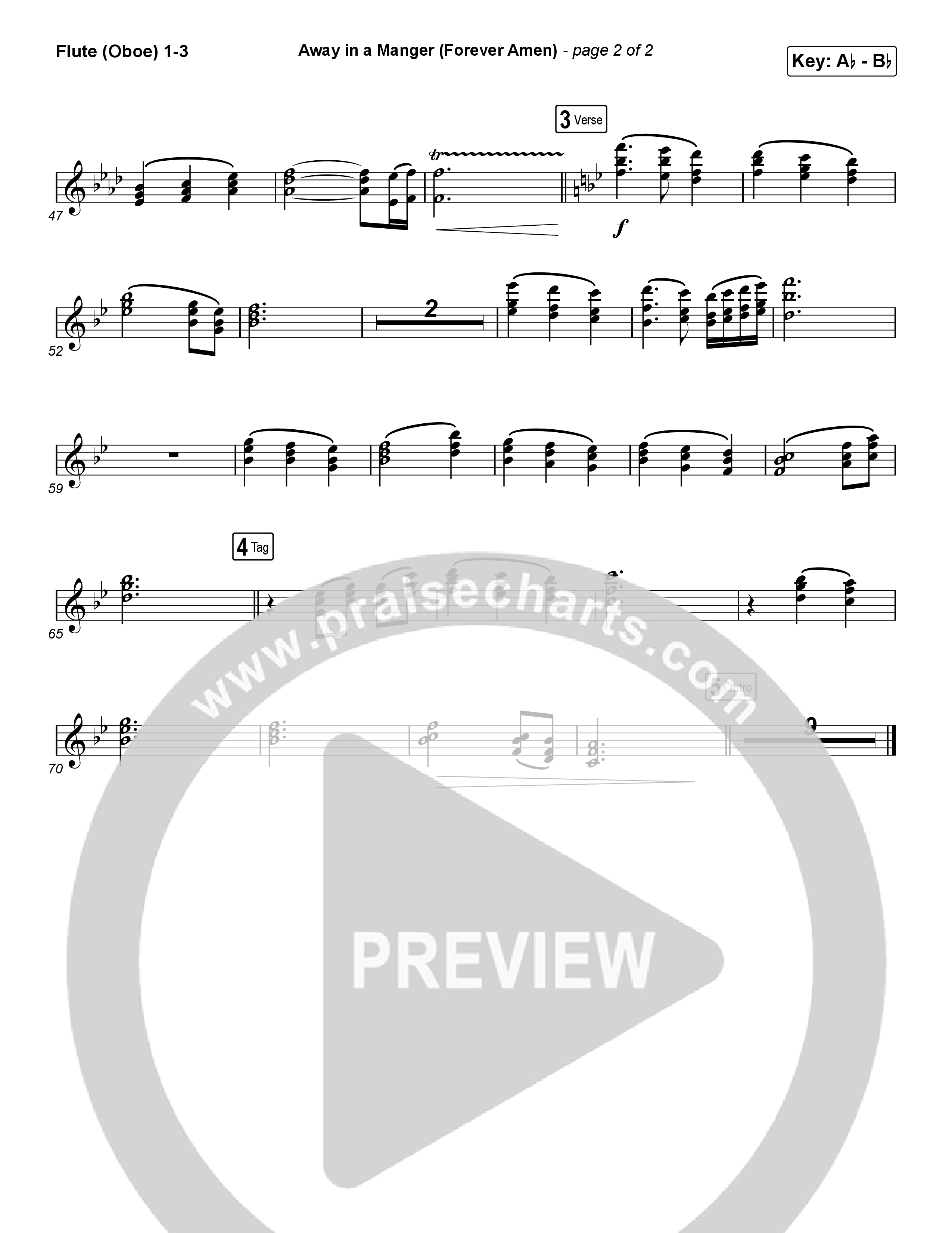 Away In A Manger (Forever Amen) (Choral Anthem SATB) Flute/Oboe 1/2/3 (Phil Wickham / Arr. Luke Gambill)